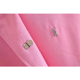 Women Summer Fashion Pink Blazers Short Sleeve Slim Dress Coat Vintage Female Outerwear With