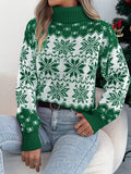 Fongt Shooting Autumn And Winter Snowflake Pattern Lantern Long Sleeve High-Necked Collar Sweater Women's Christmas
