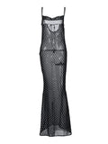 Polka Dot Sheer Mesh Maxi Dress-Outfit