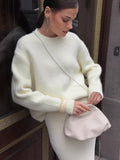 Fongt Short Gray Jacket Sweater For The Autumn And Winter 2025 Loose Long-Haired Alpaca Collar Knitted Shirt