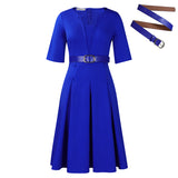 Fongt Large-Size Women's Dress 2025 Autumn Fashion Elegant Temperament Solid Five-Sleeve African Dress