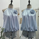 Fongt Shooting French Gold Wind Hanging Shoulder Waistcoat Woman Design Feel Sleeveless Bud Top Loose Shirt 1170