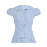 Fongt New Temperamental Femininity Polo Collar Short-Sleeved Shirt Hottie Street Commute Wrinkles On The Top