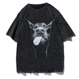 Fongt Summer New Spear Cranium Series Print T-Shirt Black Cotton Men And Women Universal Size