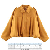 Fongt Women's 2025 New Bat Sleeve Loose-Fitting Velvet Bomber Jacket Jacket