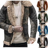Fongt Winter New Fur Integrated Men's Coat Thick Imitation Leather Velvet Printed Jacket Burst
