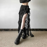 New Women's Dress Of Autumn 2024 Unique Design Black Lace Wave Rfolded Half-Body