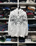Fongt Skeleton Zipper Hoodie 90S Vintage Pattern Print Zipper Top Tap Sweatshirt