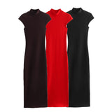 Spring Style Slim Dress With Thin Collar And Solid Color 4174308 600-Outfit