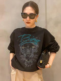 Graphic Letter Sweatshirts for Women Fashion Hooded Pullovers Vintage Female Loose Sweatshirt Hoodies 2023 Spring