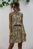New Summer Floral Sleeveless Dresses Women Off Shoulder Sexy Elegant Red Mini Dress Plus Size Beach Casual Boho Short