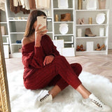 Knitted Sweater And Pants Two Piece Set Women Slim Crop Tops Women Sweater Pant 2 Piece Sets Womens Outfits