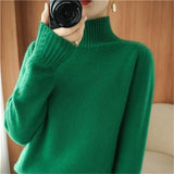 Fongt New Half High Collar Twist Thick Sweater Female Contracted All-Match Inside The Autumn Winter Solid Color Bottom Sweater-Outfit