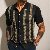 Fongt Men's Men's Summer Striped Jacket Knits Short-Sleeves Sleeves Casual POLO