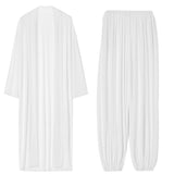 Fongt Lazy Wind Perspective Loose Long Open Shirt Plus Short Skirt Suit Women's Jersey Trousers Two Sets