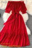 Dress Women Sexy Off The Shoulder Slash Beach Chiffon Dresses Ladies Elegant A Line Bandage Party Dress Long