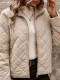 Fongt New Autumn And Winter Pure-Color Long-Sleeved Collared Quilt Elegant Loose Women's Warm Coat Tide