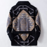 Fongt Men's Vintage Heavy-Industrial Knitted Jersey Thick Medium-Long Cardigan Sweater Jacket