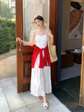Fongt Xixi 13 Lines 2025 Summer New Elegant Temperament High-Waist Embroidery Sling Dress Women 88302