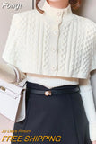 Women Autumn Vintage Sweater Knitted Slim Turtleneck Solid Korean Single Breasted Cardigan Cloak