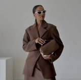 Fongt Women's Clothing Explosion Clip High Waist Repair Solid Color Button Suit Jacket Short