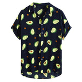 Hawaii Avocado Printed Shirts for Men Casual Loose Tropical Hawaiian Short Sleeve Shirts High Quality Button Down-Outfit