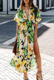 Fongt Summer Women's New Sexy High-Waist Fashion Print Open Skirt Dress Women