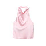 Fongt Homemade New Women's Clothing Silk-Sin-Flavor-Sense Hanging Neck Collar Top 3203317