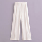 Fongt 2025 New Women's Double-Sided Cloth Round-Neck Long-Sleeved Coat Elastic Casual Trousers Set
