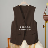 Fongt Vest Women's Small Vest 2025 Spring And Autumn New Repair Outside The Folding Wear Women's Shoulder Black Short Horse Clip