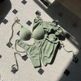 2024 New Special Fabric High-Waist Sexy Hottie Swimsuit Bikini Three-Piece Swimsuit
