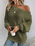 Fongt And Winter New Solid Color Three-Dimensional Cross-Print Collar Bat Sleeve Knitted Sweater Woman