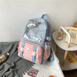 Badge Ita Women Backpack Transparent Contrast Color College Gilrs Schoolbags Female Flap Multi-pocket Laptop