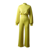 Sexy Wide-leg Summer Solid Color Turtleneck Backless Long