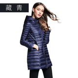 2024 New Autumn And Winter Light Down Jacket Female Long Plus Size Hood Slim Plus Plus Size Coat-Outfit
