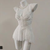 Fongt In Gentle* Sexy Dating Pajamas Slings Aja Girls Spring And Autumn Winter Model Perspective Mesh Pure Home Set