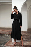 Office Lady Shirt Dress Women Turn-down Collar Long Sleeve Robe Dresses Female Casual Loose Long
