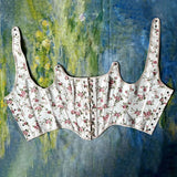 Fongt Pink Small Fresh French Retro Wrapped Chest Court Corset Before And After Strap U Tie Small Rose Print Vest