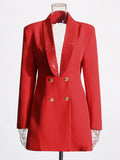 Famous Wind Deep V-Rece Collar Waist Suit Suit 2025 Summer New Temperament Heavy Industry Hot Diamond Design Suit Jacket