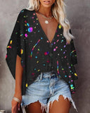 Tees Button V Neck Sexy Casual Befree Short Sleeve