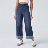 Fongt High-Waisted Trousers Straight Jeans 2025 Spring New Women's Casual Broad-Legged Trousers Women
