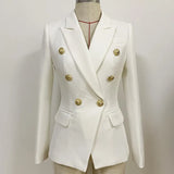 QUALITY Newest 2023 Baroque Designer Blazer Jacket Women's Classic Metal Lion Buttons Double Breasted Slim Fitting