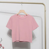 Fongt Solid Short-Sleeved T-Shirt Burst Small Short Sweet Spicy Slim Slim Thin Collar Top 88122