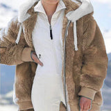 Fongt Hot New Autumn And Winter Loose Plush Multi-Color Hooded Coat Woman