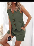 Fongt Summer New Fashion Casual Vest Shorts Set Women's Clothing