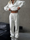 Fongt Women's Sports Suit 2025 Autumn And Winter Casual Plus Velvet Half Zipper Trousers Two-Set