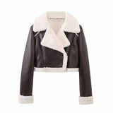 Fongt New Autumn And Winter Double-Sided Locomotive Jacket Jacket Women's Short-Colored Zipper Top