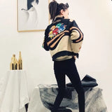 Bomber Woman Varsity Jacket Winter Thickened Embroidered Letters Long Sleeves Women's Jackets Hip Hop Harajuku Coat