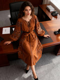 Fongt Dress Lady Autumn And Winter Cladding Heavy Embroidered Puff Cuff Cuffs Mid-Long Festive Dress