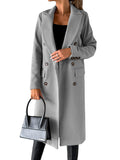 Fongt Women's Spring 2025 Coat Hair, Coat Solid Long Sleeve Double Buckle Bag Temperament Elegant